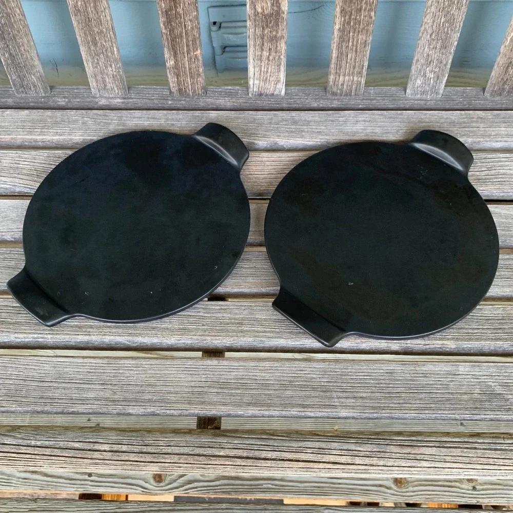 Emile Henry Flame 10in Individual Pizza Stones Black Ceramic Set of 2 75.10